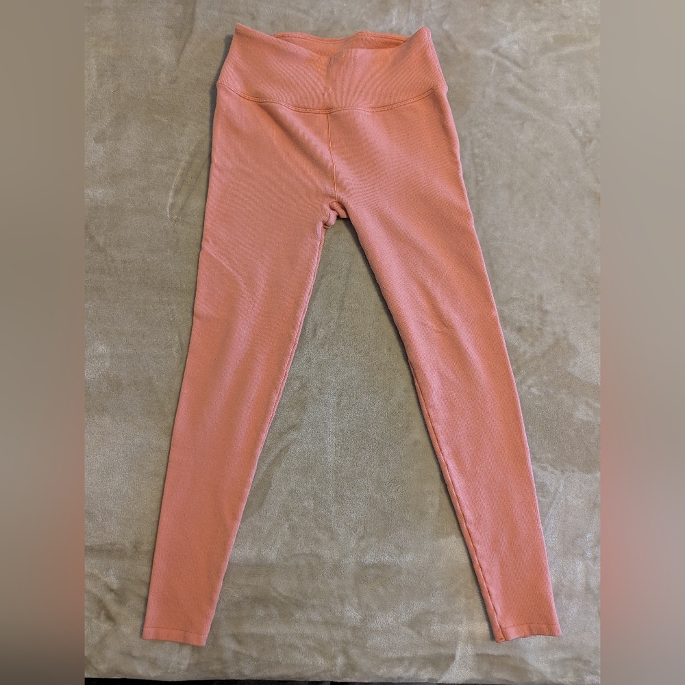 Fabletics Peach Ribbed Leggings Seamless Performance Wear